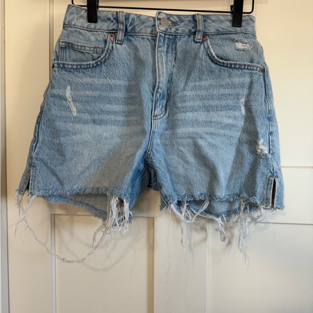 Garage Light Blue Distressed Jean Shorts